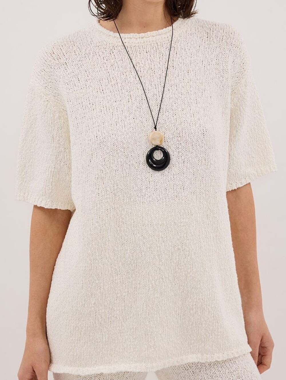 DISSH Women's Sue Off White Knit Tee Size S Oversized Chunky Coastal Minimalist
